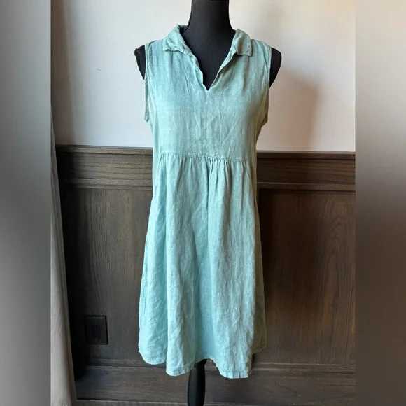 Terri Millennio Sleeveless Linen Dress in light Teal medium - Picture 1 of 5